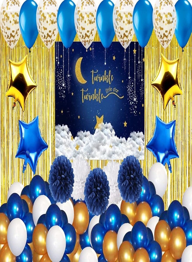 Theme My Party Birthday Party Decorations Complete Set for Boys Birthday Party - Backdrop & Decorations Kit (Moon - Pom Pom) - Image 1